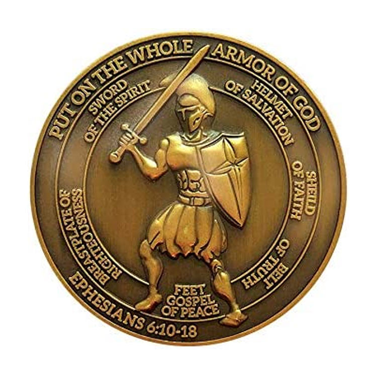 Anpassat antikt guldpläterat Christian Challenge Coin