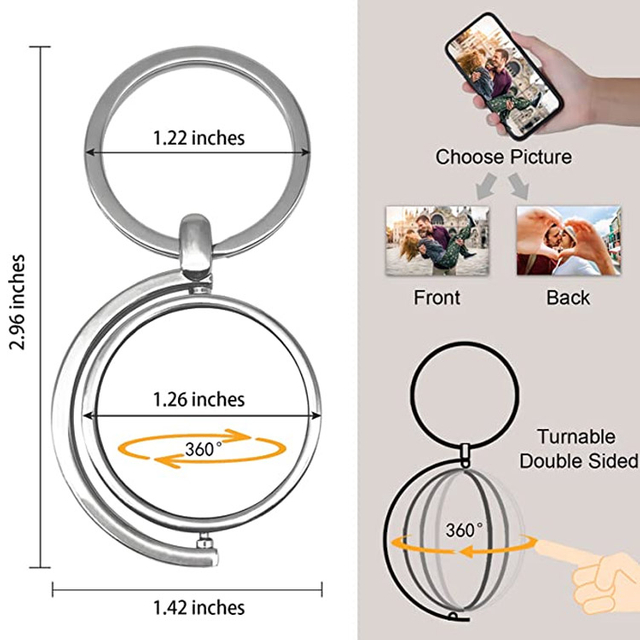 Anpassad nyckelring med bildvändbara dubbelsidiga färgglada fotonyckelringar