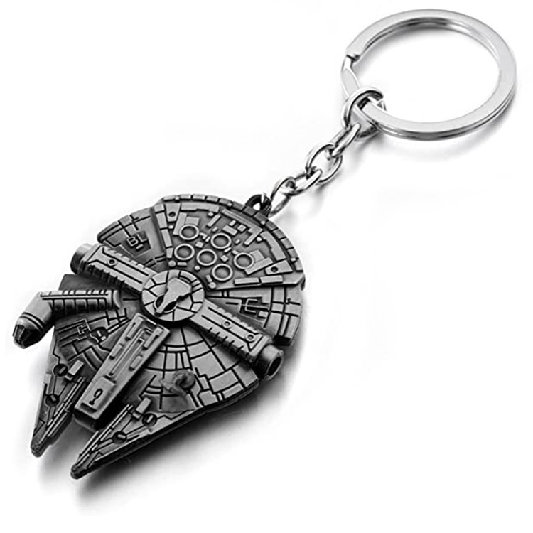 Cusotm Metall Silver Star Wars Millennium Falcon Nyckelring Bad Batch Hunter Helmet Nyckelring