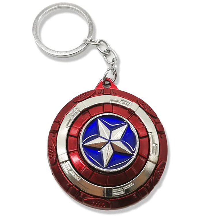 Cusotm Metal Marvel Nyckelring Captain America Shield Tenn nyckelring