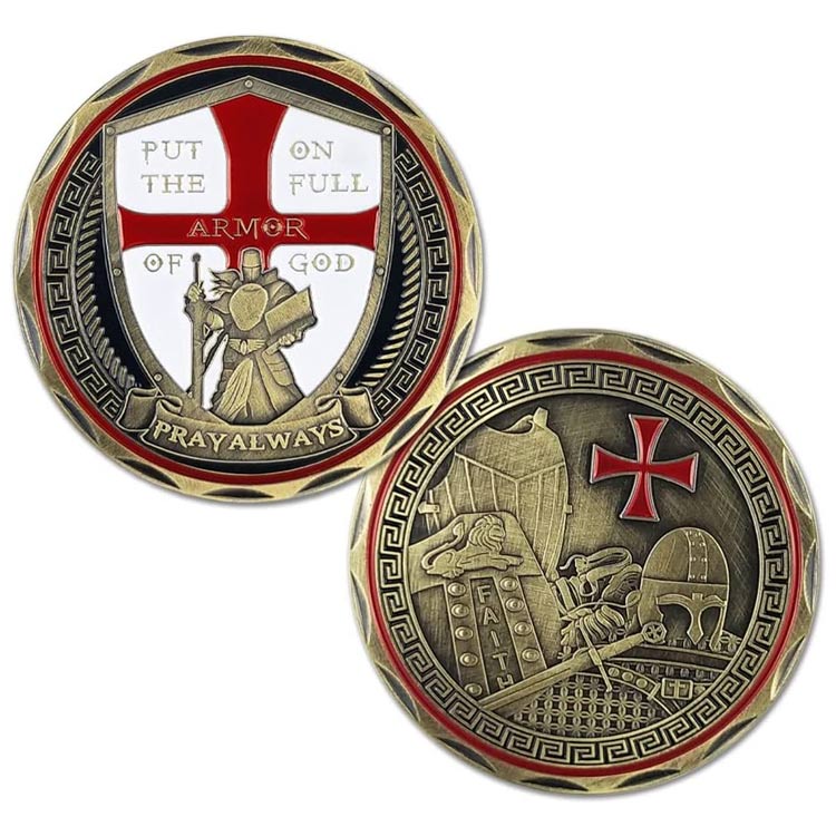 Anpassat antikt guldpläterat Christian Challenge Coin