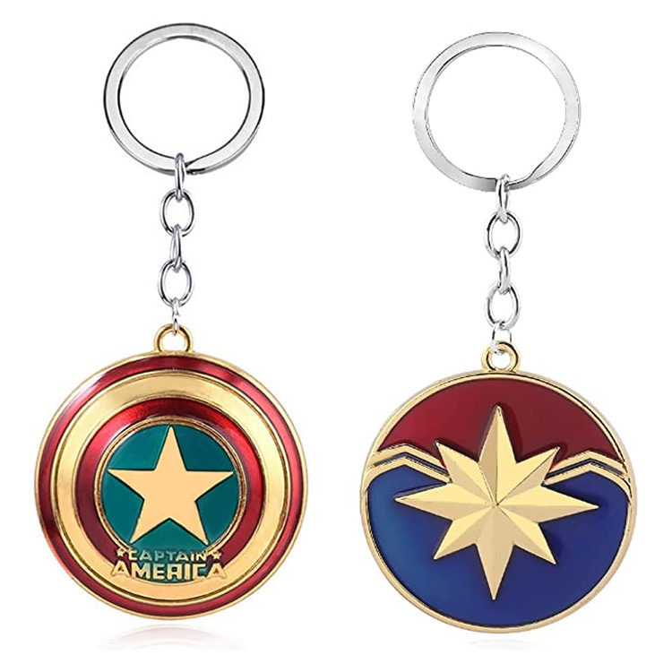 Cusotm Metal Marvel Nyckelring Captain America Shield Tenn nyckelring